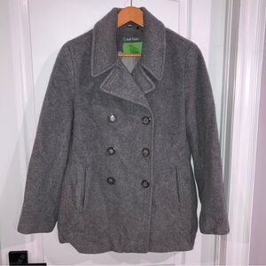 Calvin Klein Grey Double-Breasted Wool Pea Coat - size 14